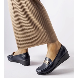 Marineblå loafers med spændekile fra Lerino 1