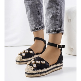 Sorte espadriller med Taimi cubic zirconia 1