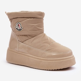 Beige Gattea Slip-On snestøvler til kvinder på platform 1