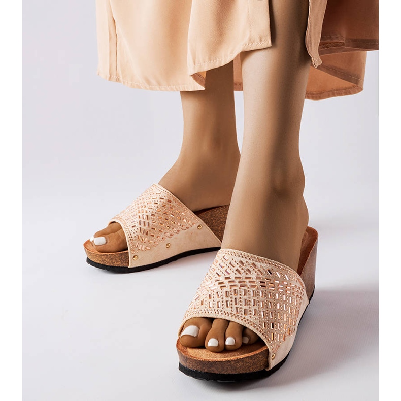 Beige rhinestone sandaler fra Guymon 1
