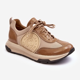 Dame læder sportssko Maciejka 06295-04 Beige 1