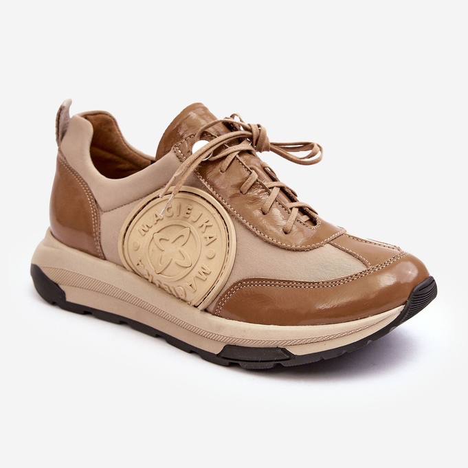 Dame læder sportssko Maciejka 06295-04 Beige 1