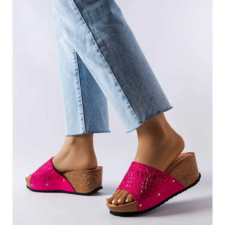 Mørke lyserøde rhinestone sliders fra Guymon 2