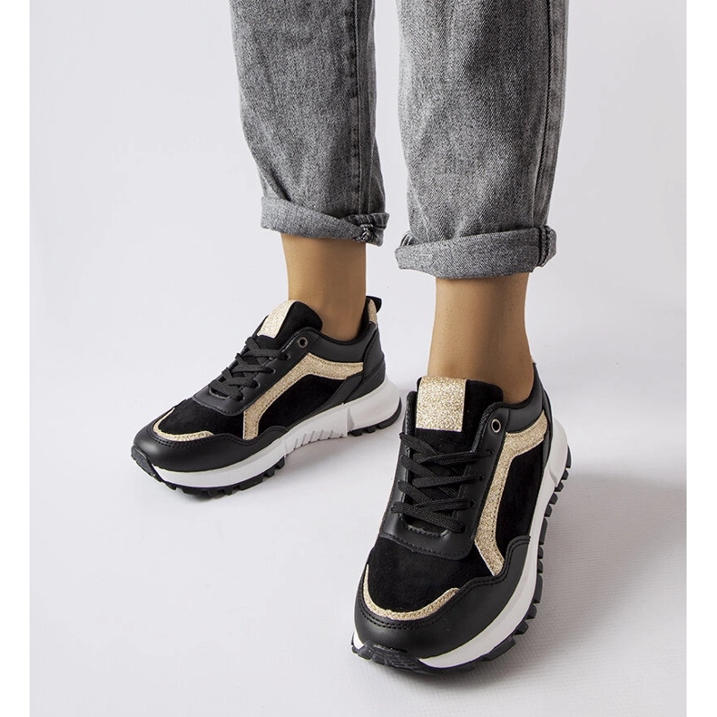 Inna Sorte sneakers med glimmerdekoration fra Busso 1