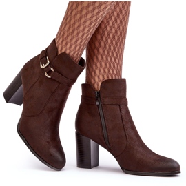 Sergio Leone Læder ankelstøvler til kvinder med spænde, brun Lasima 10