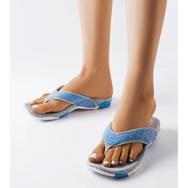 Grå og blå tekstil-flip-flops fra Luigia 1