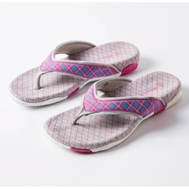 Grå og lyserøde tekstil-flip-flops fra Luigia 1