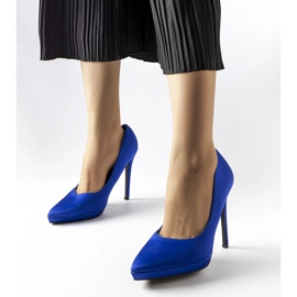 Blå satin pumps fra Silje 1