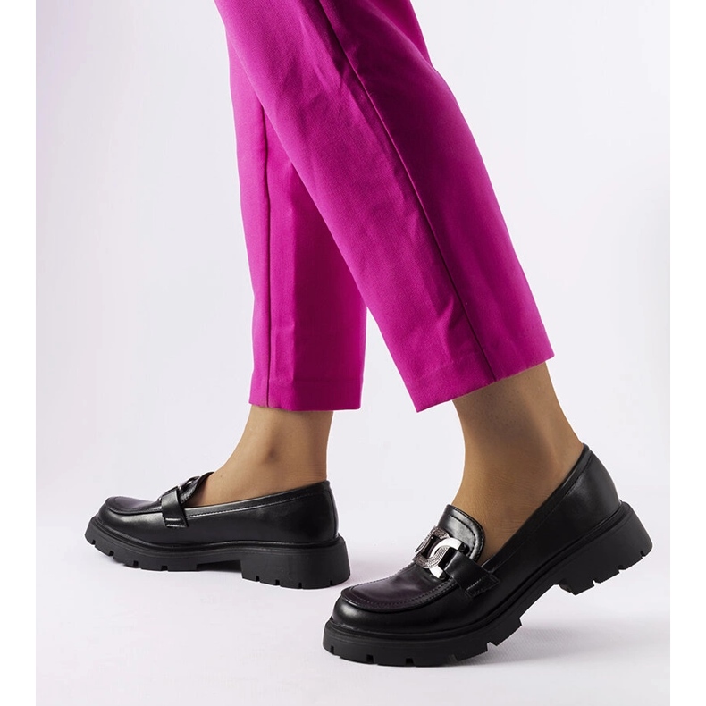 Sorte elegante loafers med rhinestones fra Mories 2