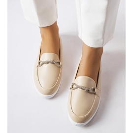 Beige loafers med rhinestones fra Paola 1