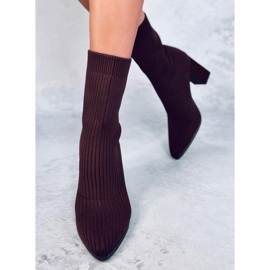 Krystal Brown højhælede sokkestøvler brun 4