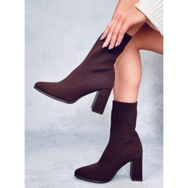 Krystal Brown højhælede sokkestøvler brun 5