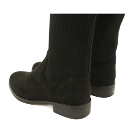 Ribbede over-knæ-støvler til kvinder M.Daszyński SA62-58 Sort 7