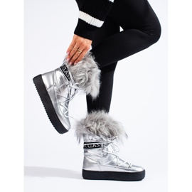 Sølv snestøvler til kvinder med Shelovet-pels 1