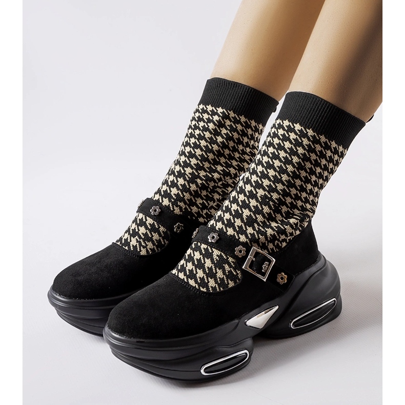 Ivana sorte houndstooth ankelstøvler 1