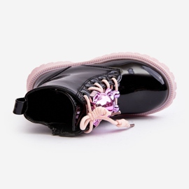 Miss Børnepatentisolerede støvler med dekoration, sort og lyserød Bunnyjoy 3