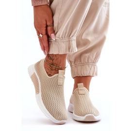 Klassiske slip-on sportssko til kvinder, beige 2