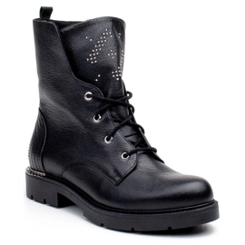 Marco Shoes Marco 1342B bandt damestøvler med stråler og lynlås sort 1