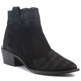 Marco Shoes Sorte støvler lavet af naturlig ruskind uden isolering 1