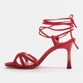 Marco Shoes Elegante sandaler på en høj hæl med en bundet rem rød 3
