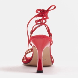 Marco Shoes Elegante sandaler på en høj hæl med en bundet rem rød 4