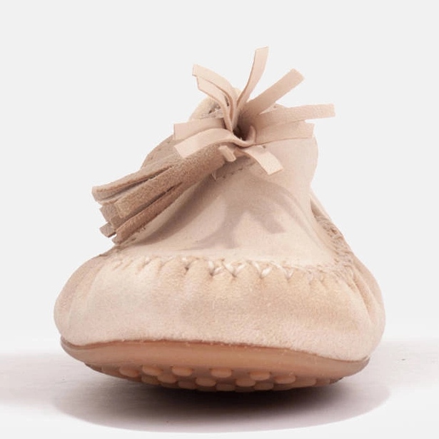 Marco Shoes Ballerina mokkasin i beige ruskind 2