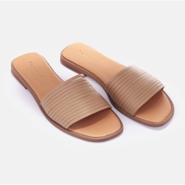 Marco Shoes Læder hjemmesko beige 1