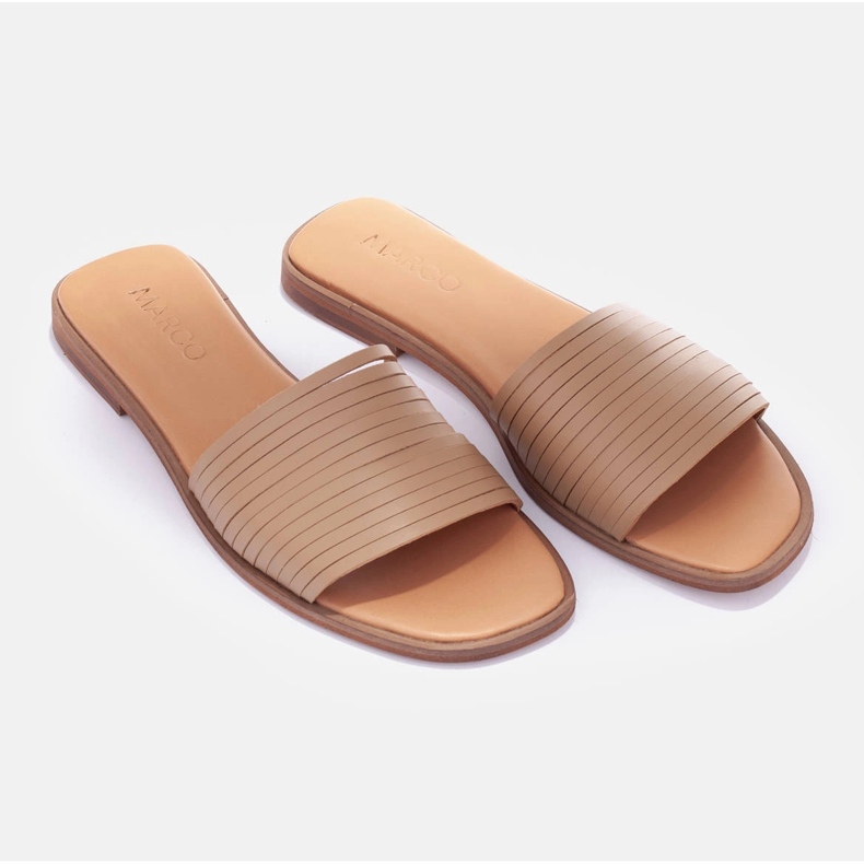Marco Shoes Læder hjemmesko beige 1