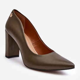 Læder pumps på høj hæl Laura Messi 2624/227 Mørkegrøn 1
