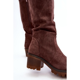 WS1 Dame-over-knæ-støvler med lav hæl, mørkebrun Beveta 4