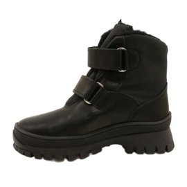 Læder Snow Boots Vandtæt støvler Te-Por Mazurek 1351-Pited Heart sort 2