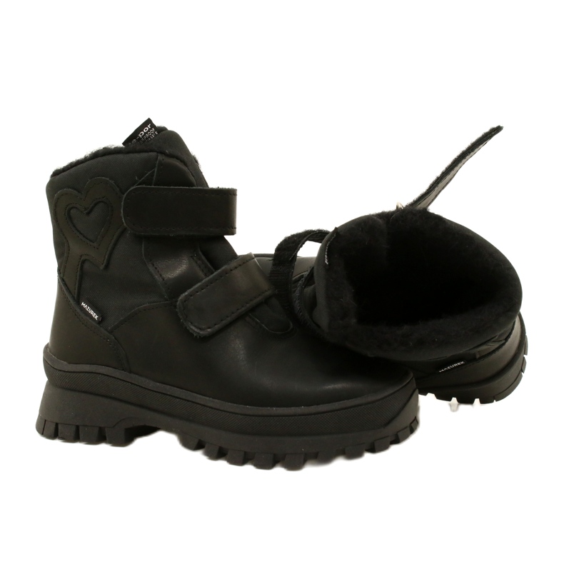 Læder Snow Boots Vandtæt støvler Te-Por Mazurek 1351-Pited Heart sort 5