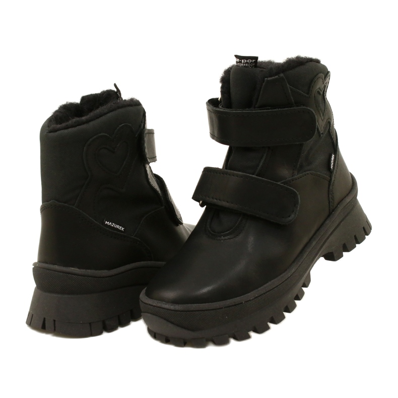 Læder Snow Boots Vandtæt støvler Te-Por Mazurek 1351-Pited Heart sort 4