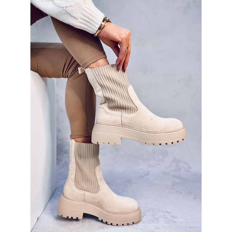 Winters Beige elastiske ankelstøvler 2