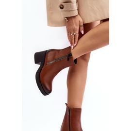 Lemar Littosa Lemar Littosa Ankelstøvler i læder på en massiv hæl med lynlåse brun 7