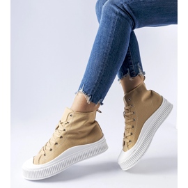 Mørkebeige platformssneakers fra Guerrino 1