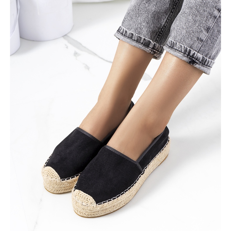 Sorte Capelle gennembrudte espadriller 1