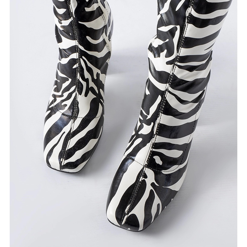 Upland imiterede zebra-ankelstøvler sort 2