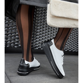 Sort og hvid læder wedge sneakers Piano 2