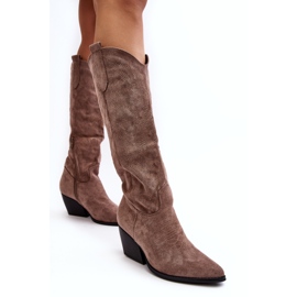 PA1 Mørkebeige cowboystøvler til kvinder fra Sloana 4