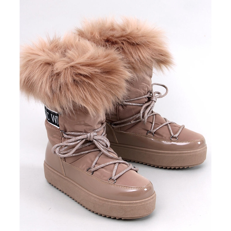 Kendals Khaki pels snestøvler beige 1