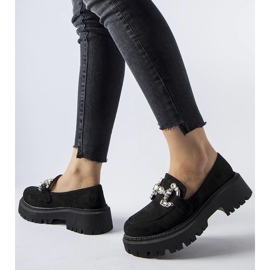 Sorte Crescenzo loafers med rhinsten 1