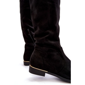 Super Me Over-knæ-støvler til kvinder med flade hæle, sort Bikka 3