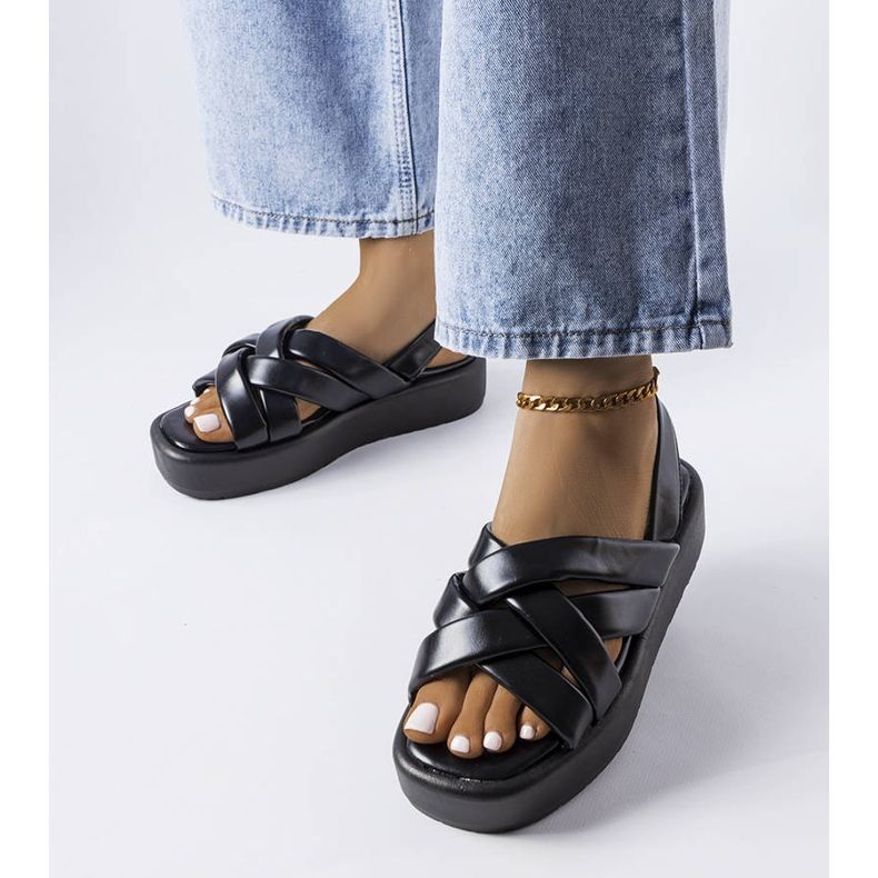 Sorte Horseshoe platform sandaler 1
