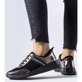Sorte og grå lædersneakers fra Castelfidardo 1
