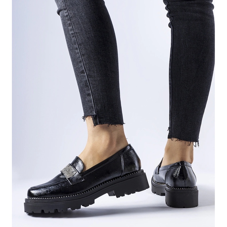 Sorte patenterede Fecteau loafers 1