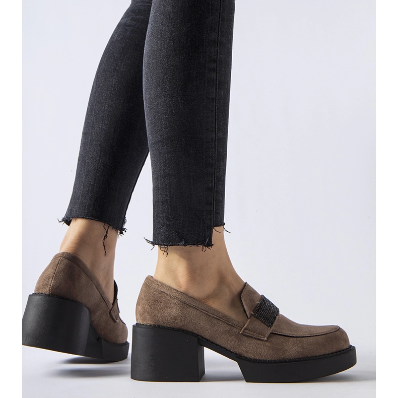 Brune loafers med massiv blokhæl Harrisburg 1
