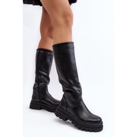 Over-knæ-støvler til kvinder med tyk sål, sort Beatrizia 3