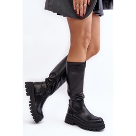 Over-knæ-støvler til kvinder med tyk sål, sort Beatrizia 4
