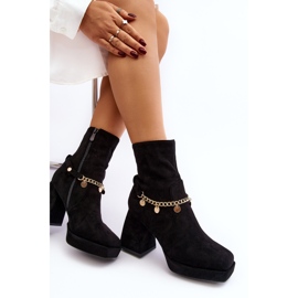 Kvinders højhælede ankelstøvler med kæde, sort Tiselo 6